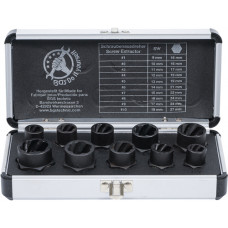 Twist Socket Set (Spiral Profile) / Screw Extractor | 10 mm (3/8") Drive | twist type 9-19 mm | 10 pcs.