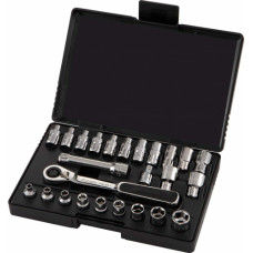 Sata 1/4" Dr. Ratchet pass-thru socket set 25pcs (metric & S.A.E)