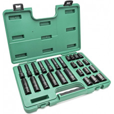 Sata 1/2" Dr. Thin wall standard & deep impact socket set (10-24mm)(26pcs)