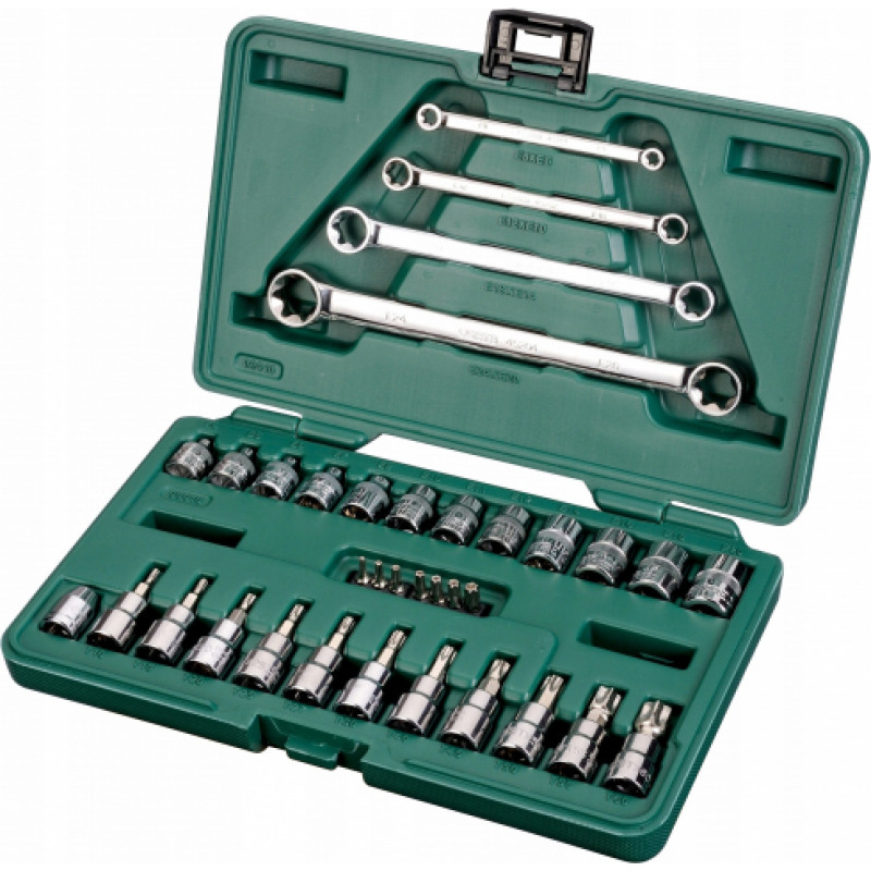 Sata 1/4" + 3/8" Dr. E-TORX uzgriežņu atslēgu komplekts 35gab.