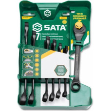 Sata Metric X6 open end ratcheting combination wrench set 7pcs (8-17mm) black