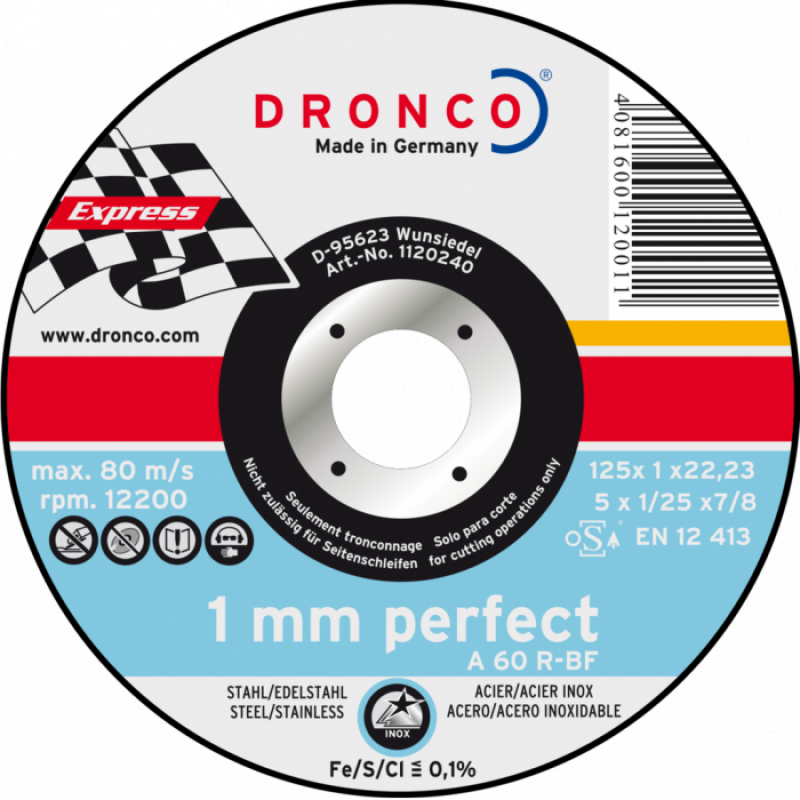 Griezējdisks DRONCO INOX PERFECT 125*1.0 KODS D1120240100