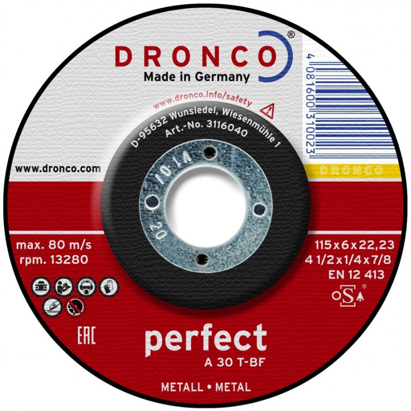 Slīpdisks DRONCO PERFECT T27 125*6*22.3mm 