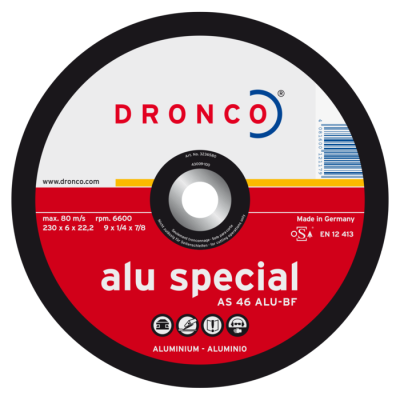 Slīpdisks DRONCO ALU 125*6*22 mm KODS D3126580100